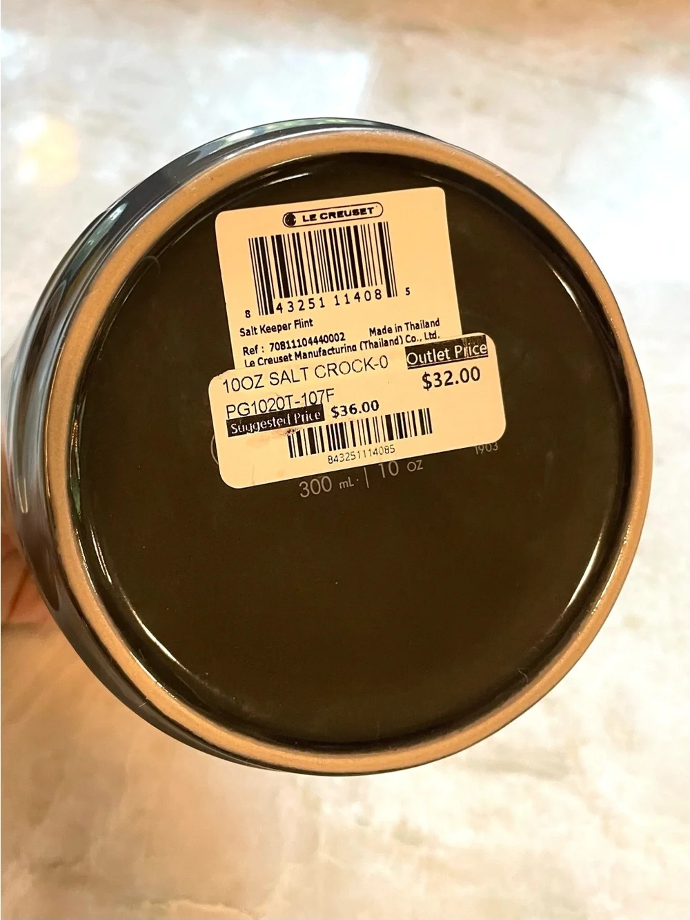 Le Creuset Two-Tone Grey Ombré Ceramic Stoneware Salt Crock / Salt Pig 10 oz